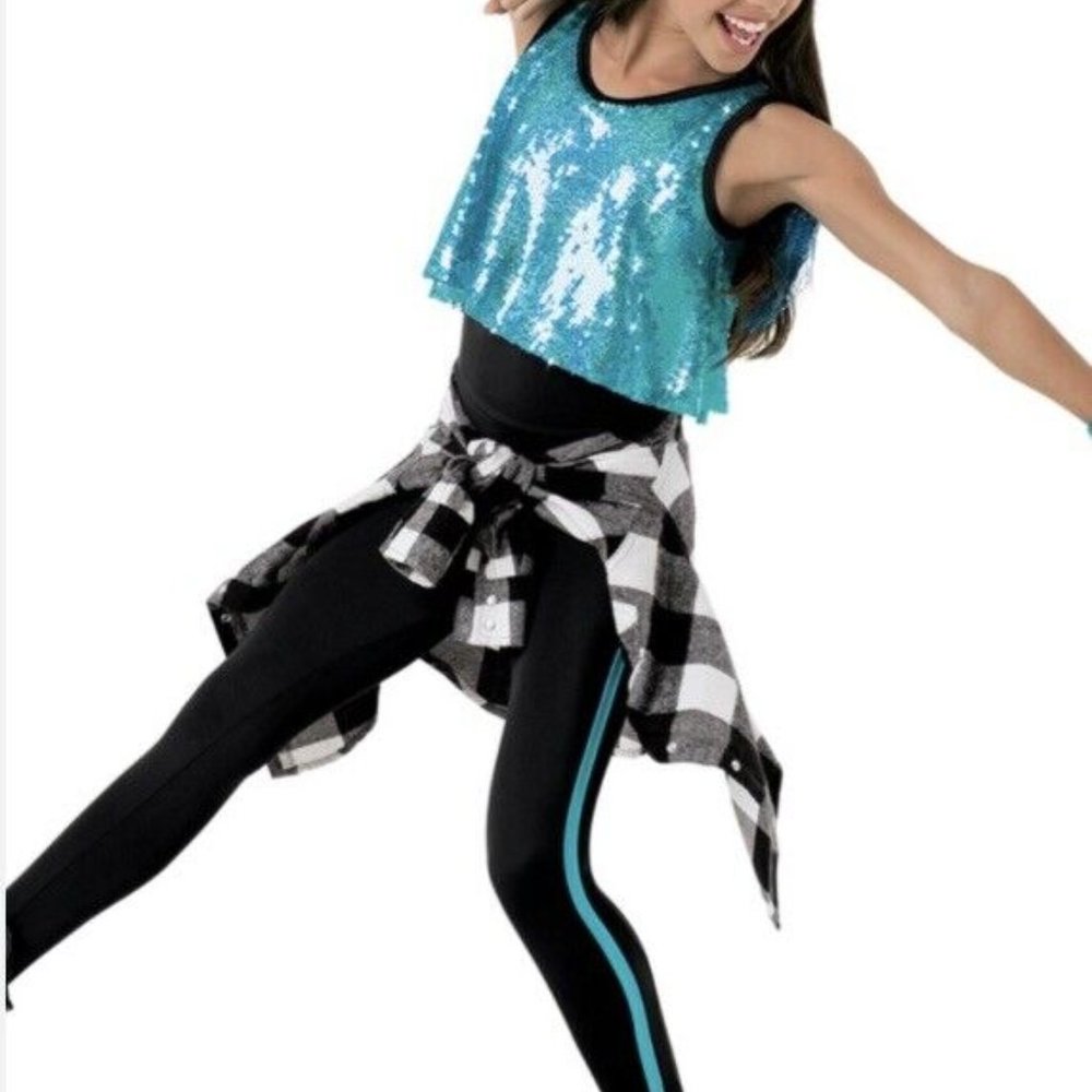 Weissman Dance Costume Sz Large Child Electric Blue Jazz Tap Hip Hop